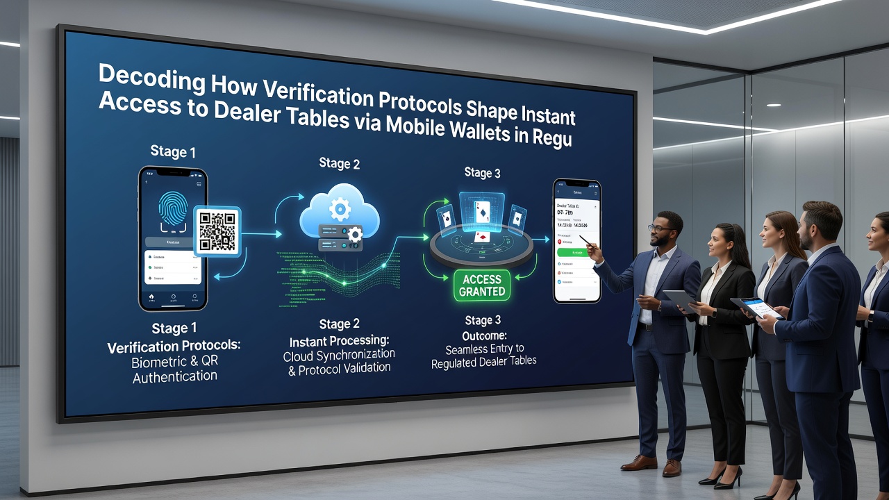 Diagram van hoe mobiele wallet verificatie werkt bij toegang tot live dealer games