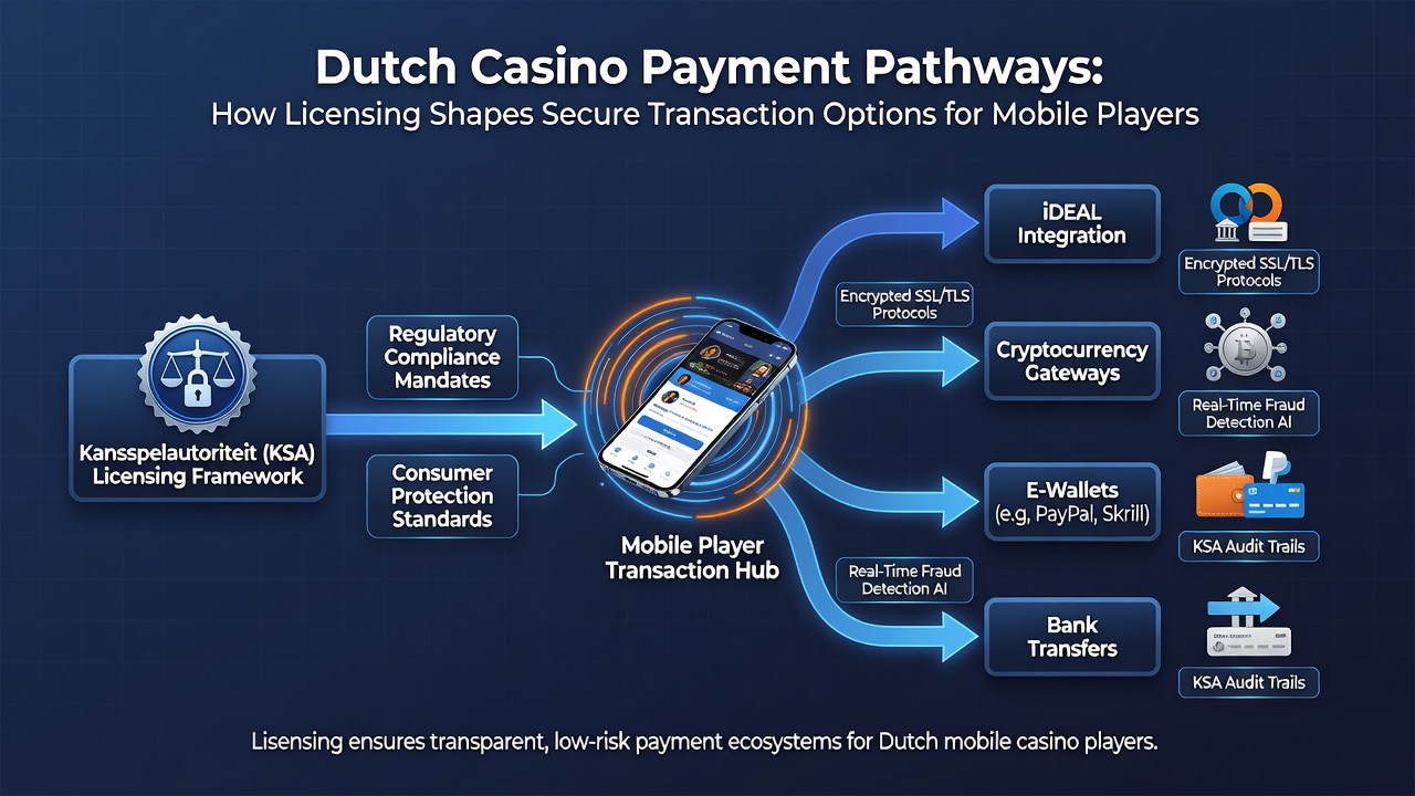 Mobiele app interface met beveiligde betalingsopties en licentie-indicatoren voor Nederlandse spelers