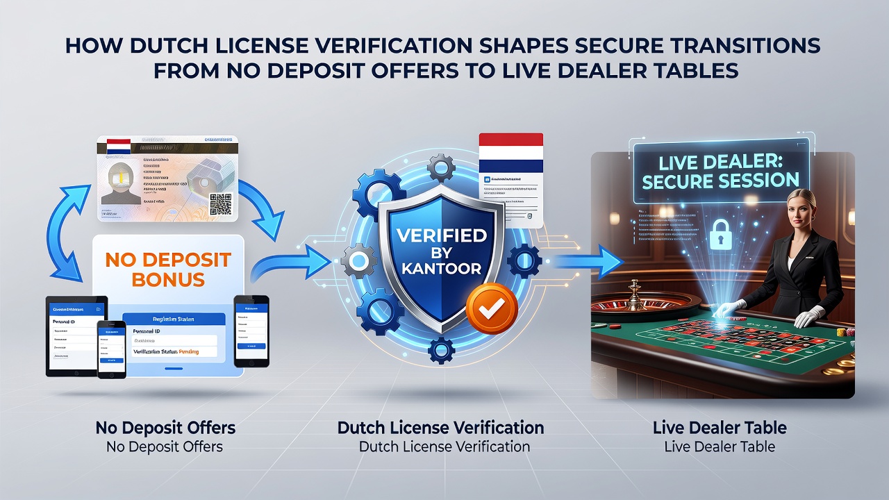 Diagram van beveiligde mobiele overgang van bonussen naar live dealer tafels