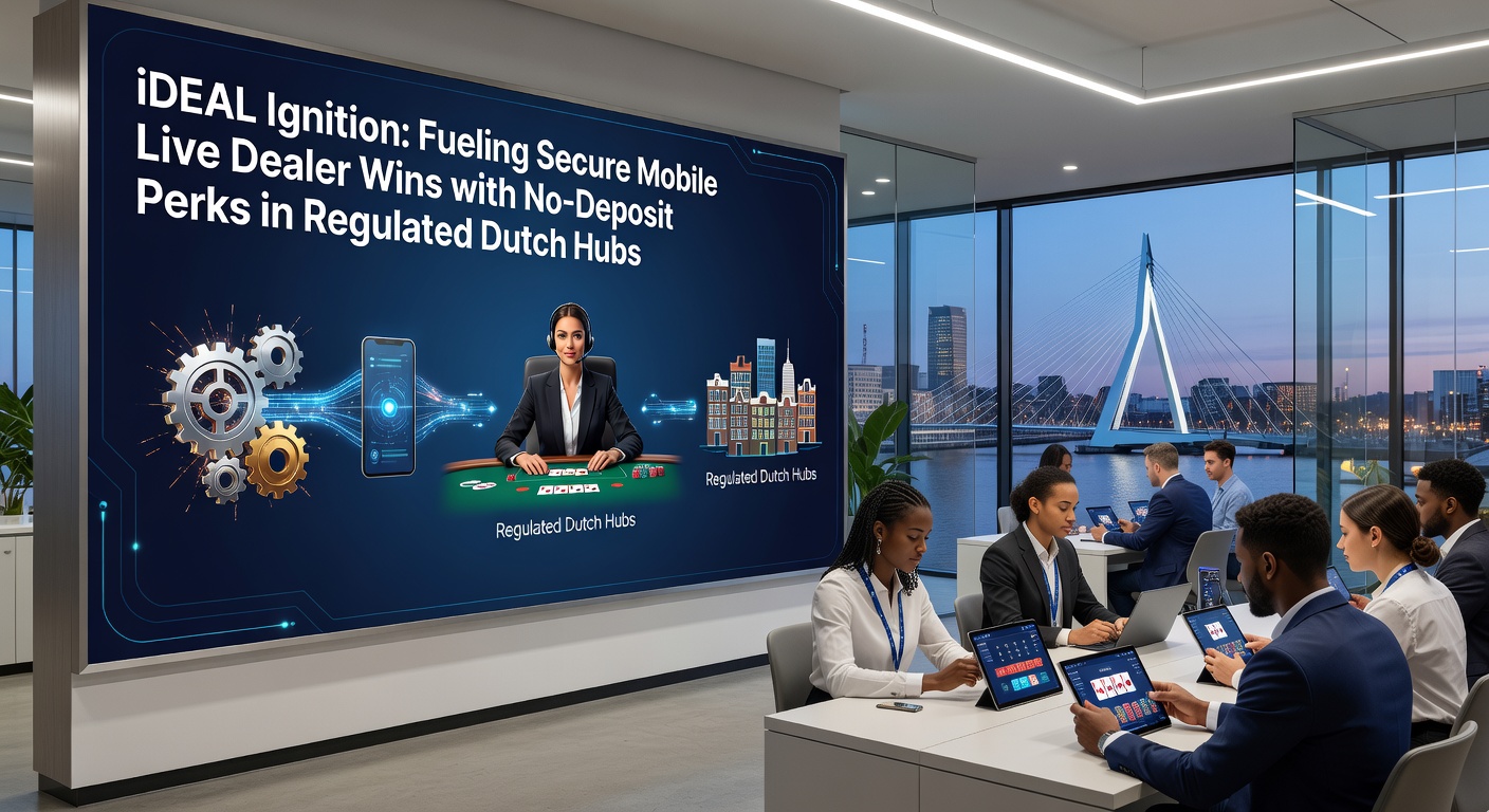 Grafiek met stijgende iDEAL-transacties in Nederlandse online casino's, gecombineerd met screenshots van live dealer wins en no-deposit bonus claims