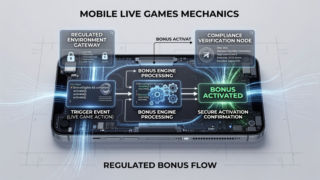 Diagram van dataflow in bonusactivering voor mobiele live casino spellen