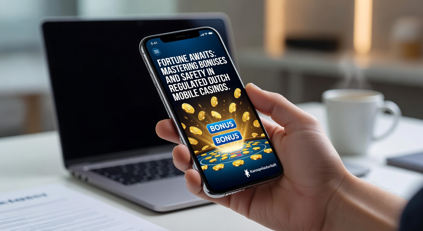 Speler met smartphone in hand bij mobiel casino, genietend van bonusactie en veilige interface