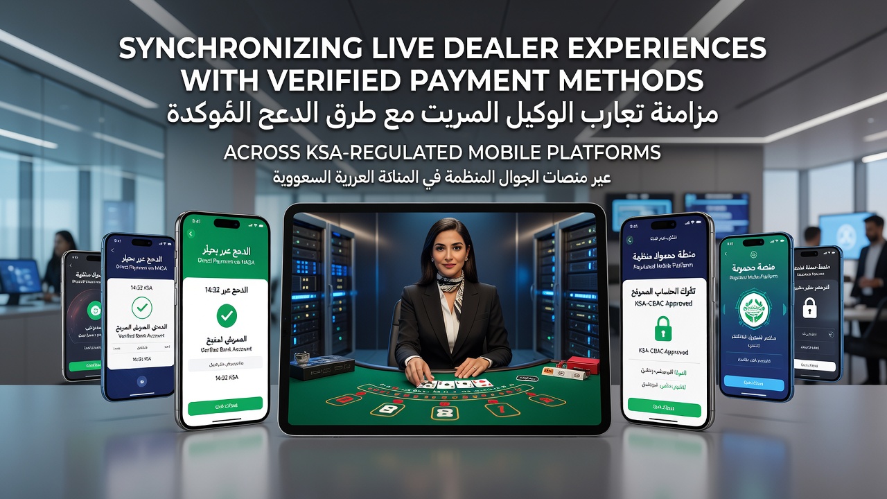 Mobiele live dealer interface met betalingsverificatie op een KSA-gereguleerd platform
